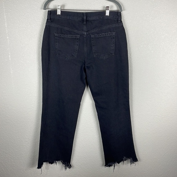 Free People Maggie Mid Rise Straight Jeans Cropped Distressed Ripped Sz 29 - Picture 4 of 12